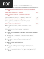 QUESTION BANK Innovation Management