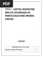 Title:-Capital Budgeting and Its Techniques in Prathi Solutions Private Limited