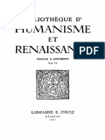 Bibliotheque D'humanisme Et Renaissance Tome Ix - 1947