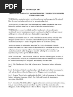 EXECUTIVE ORDER NO. 1008 February 4, 1985 Creating An Arbitration Machinery in The Construction Industry of The Philippines