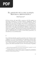 Paul Laurent, El Asesinato de La Mal Llamada "República Aristocrática"