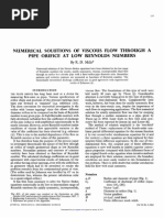 Numerical Solutions of Viscous Flow Through A Pipe Orifice Al Low Reynolds Numbers