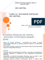 Curs 13. Eficienta Pietelor de Capital Piete de Capital