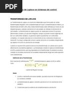 Transformada de Laplace en Sistemas de Control Automático