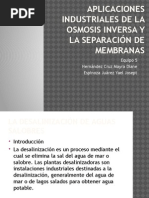 Aplicaciones Industriales de La Osmosis Inversa y La