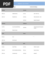 Holiday's List of 2015: Gazetted Holidays Restricted Holidays