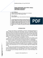 Discharge Coefficient and Spray Angl E Measurements For Smal L Pressure-Swirl Nozzle S