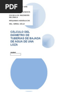 Cálculo Del Diámetro de Tuberias de Bajada de Agua de Una Loza