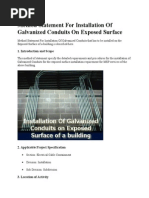 Method Statement For Installation of Galvanized Conduits On Exposed Surface