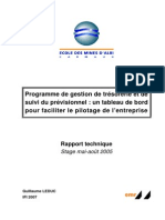 Programme de Gestion de Trésorerie Et de Suivi Du Prévisionnel - Un Tableau de Bord Pour Faciliter Le Pilotage de L'entreprise PDF