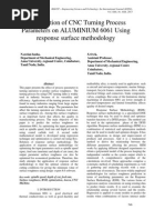 Optimization of CNC Turning Process Parameters On ALUMINIUM 6061 Using Response Surface Methodology