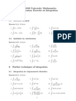 MATH1010 University Mathematics Supplementary Exercise On Integration 5 Integration