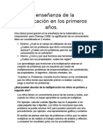 La Enseñanza de La Multiplicación en Los Primeros Años