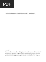 The Effects of Bilingual Instruction On The Literacy Skills of Young Learners