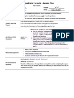 U9l7 - The Quadratic Formula Lesson Plan