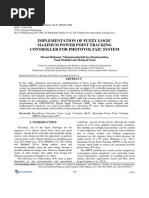 Implementation of Fuzzy Logic Maximum Power Point Tracking Controller For Photovoltaic System