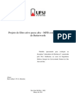 Relatorio - 1projeto de Filtro Ativo Passa Alta - MFB Com Aproximação de Butterworth