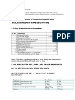 The Following Detailed of The Product Specification: Civil Engineering Grade Bentonite