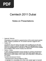 Notes On Cemtech 2011 Dubai Presentations