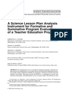 A Science Lesson Plan Analysis Instrument For Formative and Summative Program Evaluation of A Teacher Education Program