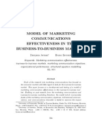 Model of Marketing Communications Effectiveness in The Business-To-Business Markets