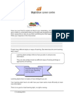 Learning Styles Worksheet