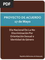 Proyecto de Acuerdo 17 de Mayo Dia de La No Discriminacion Por Orientación Sexual e Identidad de Género en Venezuela