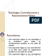 Presentacion II Tautologias Contradicciones y Razonamientos Validos 