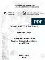 Utitización Industrial de Nuevas Especies Forestales en El Perú