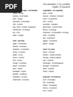 Vocabulario CTVA Unidad 5 La Comida