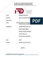 Informe 2 Ensayos de Vacío y Cortocircuito de Un Transformador Monofásico UTP