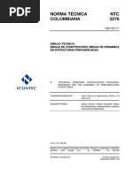 NTC 2276 Dibujo Técnico. Dibujo de Construcción. Dibujo de Ensamble de Estructuras Prefabricadas PDF