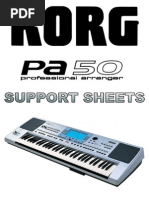 KORG PA50 User Support Sheets