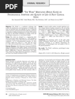 The Effects of "The Work" Meditation (Byron Katie) On Psychological Symptoms and Quality of Life-A Pilot Clinical Study