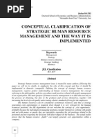 Conceptual Clarification of Strategic Human Resource Management and The Way It Is Implemented