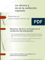 Exposicion-Mecanica, Tecnica y Principios en La Confeccion Del Presupuesto