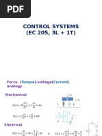 Control Systems (EC 205, 3L + 1T)