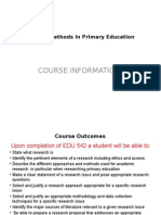 Course Information: Research Methods in Primary Education