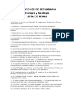 Temario Oficial Biologia y Geologia Oposiciones 2015