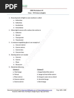 CBSE Worksheet-49 Class - VII Science (Light)