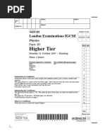 IGCSE Physics Paper 2H Nov 2005