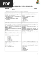 Prueba de Química 2º Medio Soluciones