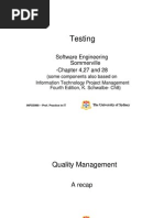 Testing: Software Engineering Sommerville - Chapter 4,27 and 28