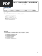 ALUB (Lista de Recuperacao Matematica 2º Ano) - 1 PDF