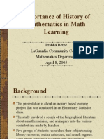 Importance of History of Mathematics in Math Learning