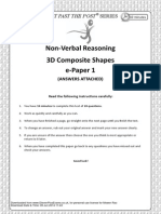 Eleven Plus Exams 3-D Non Verbal Reasoning (Composite Shapes) Paper 1 - Multiple Choice For CEM (Durham University)