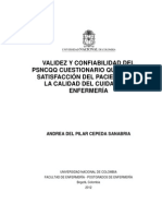 Validez de Un Test Mide Satisfaccion Del Paciente en Hospital