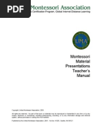 Montessori Material Presentations Teacher's Manual