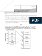 Properties of Light: Reflection, Refraction, Dispersion, and Refractive Indices