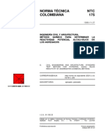 NTC 175 Método Químico para Determinar La Reactividad Potencial Alcali-Sílice de Los Agregados